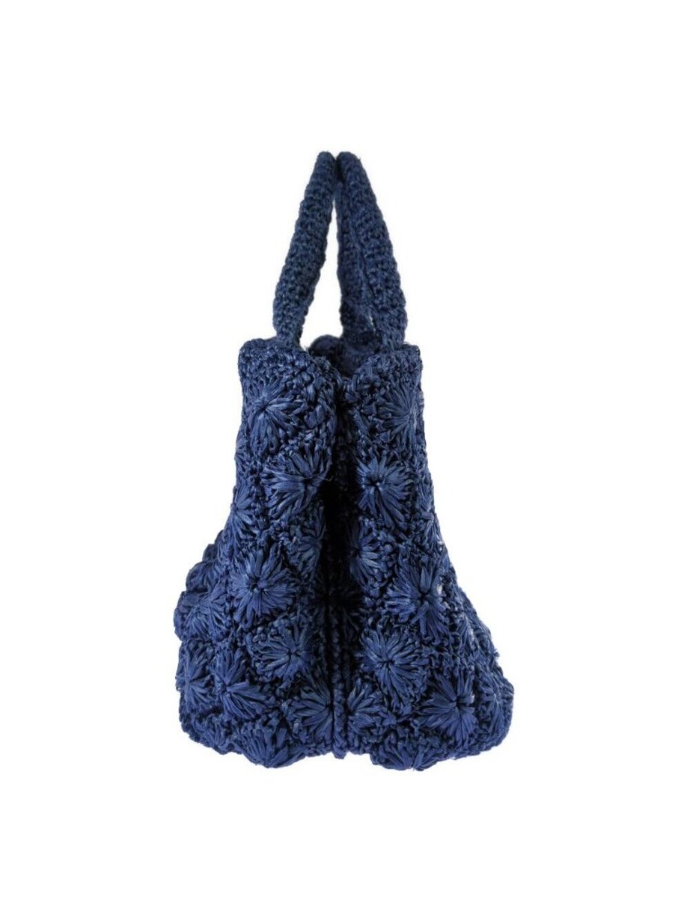 Prada Raffia Crochet Canapa Tote Handbag Triangle Logo Basket Blue Shoulder - Picture 2 of 10